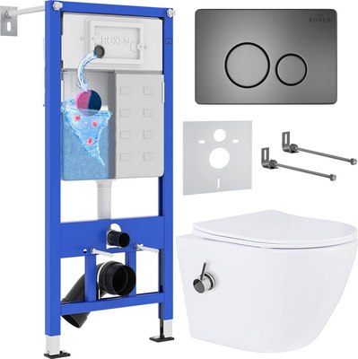 Унитаз подвесной с инсталляцией Roxen StounFix Slim 962282 - фото