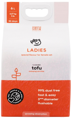 Наполнитель для туалета Organic Team Tofu Ladies комкующийся для леди - фото