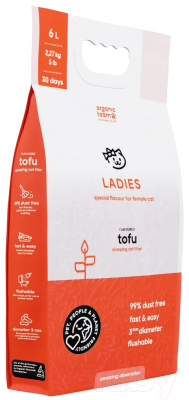 Наполнитель для туалета Organic Team Tofu Ladies комкующийся для леди