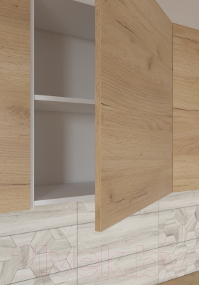 Кухонный гарнитур Интермебель Микс Топ-18 2.0x1.7м правая (белый премиум/дуб крафт золотой/дуб вотан)