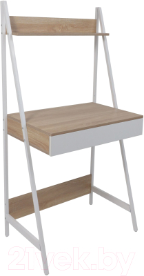 Письменный стол AksHome Shape (светлый дуб/белый металл) - фото