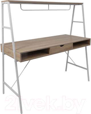 Письменный стол AksHome Vector (светлый дуб/белый металл) - фото