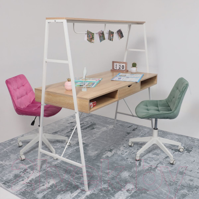 Письменный стол AksHome Vector (светлый дуб/белый металл)