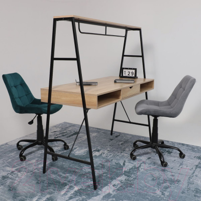 Письменный стол AksHome Vector (светлый дуб/черный металл)