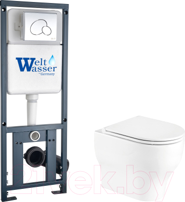 Унитаз подвесной с инсталляцией WeltWasser Erlenbach 004 GL-WT + Marberg 410 + Mar 410 RD GL-WT - фото