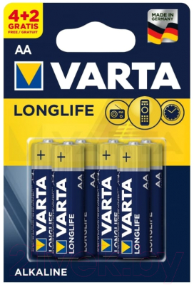 Комплект батареек Varta Longlife AA LR6 / 04106101426 - фото