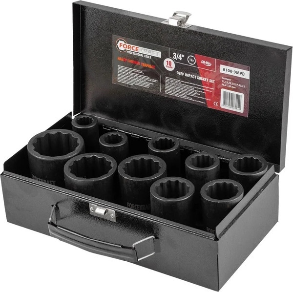 Набор головок слесарных ForceKraft FK-6108-9MPB