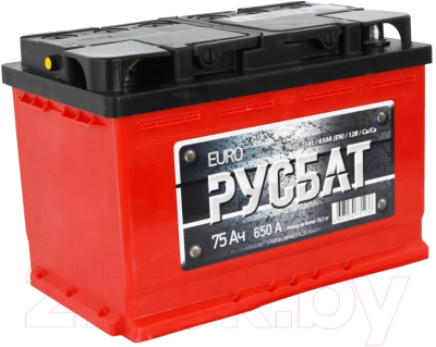 Автомобильный аккумулятор Русбат Евро 650А / 6CT-75VL 0 - фото