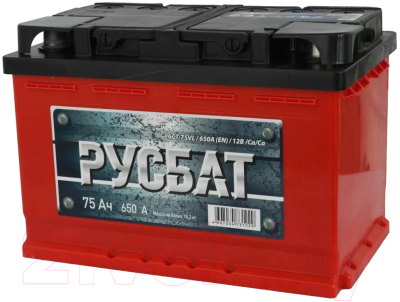 Автомобильный аккумулятор Русбат Рус 650А / 6CT-75VL 1