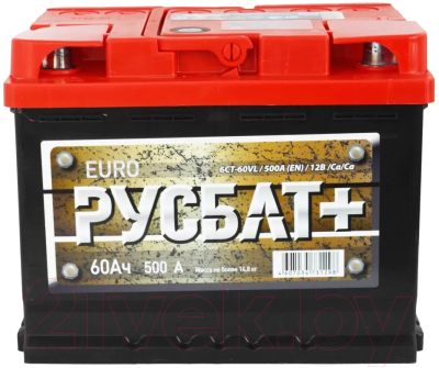 Автомобильный аккумулятор Русбат Евро 500А / 6CT-60VL 0