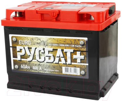 Автомобильный аккумулятор Русбат Евро 500А / 6CT-60VL 0