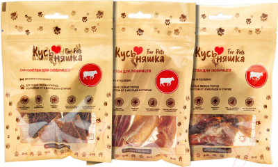 Набор лакомств для собак Кусьняшка Вымя говяжье/корень бычий/становая жила - фото