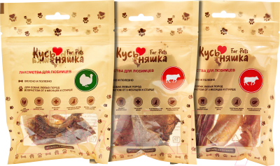 Набор лакомств для собак Кусьняшка Корень бычий/шея индейки/рубец говяжий - фото