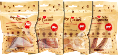 Набор лакомств для собак Кусьняшка Рубец говяжий/трахея/корень бычий/хрящ лопаточный - фото