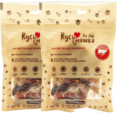 Набор лакомств для собак Кусьняшка Становая жила говяжья неочищенная - фото