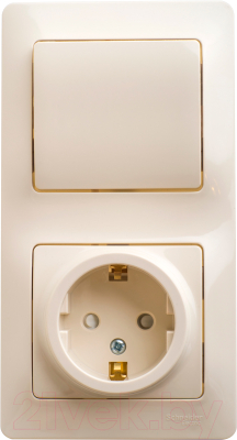 Блок выключатель+розетка Schneider Electric Glossa GSL000270 - фото