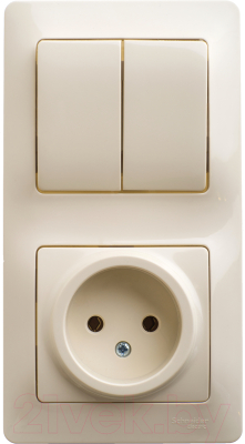 Блок выключатель+розетка Schneider Electric Glossa GSL000272 - фото
