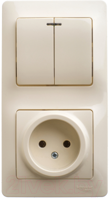 Блок выключатель+розетка Schneider Electric Glossa GSL000273 - фото