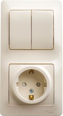 Блок выключатель+розетка Schneider Electric Glossa GSL000274 - фото