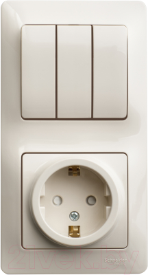 Блок выключатель+розетка Schneider Electric Glossa GSL000278 - фото