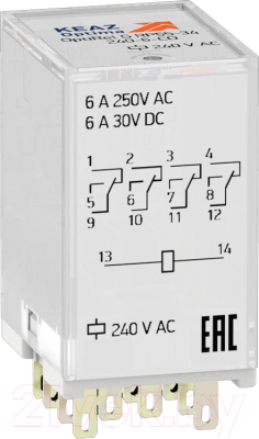 Реле промежуточное КЭАЗ OptiRel G RP55-34-220D-6-CO / 281138 - фото