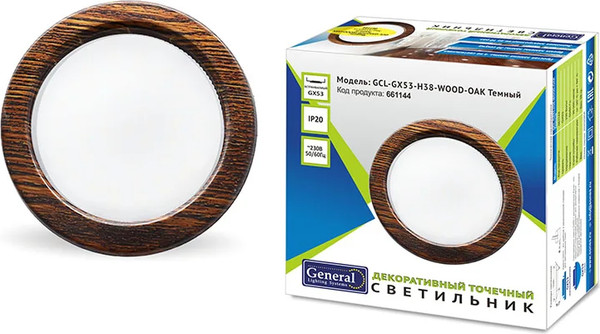 Точечный светильник General Lighting GCL-GX53-H38-WOOD-OAK / 661144