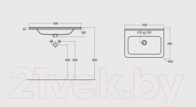 Тумба с умывальником Гамма 22оФ8/1-У 50 Урбан-12050