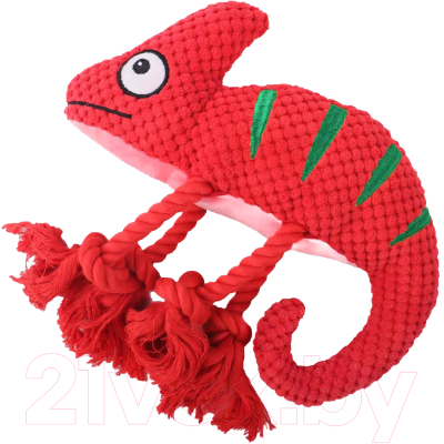 Игрушка для собак Mr. Kranch Хамелеон плюшевая с канатиками и пищалкой / MKR001000 - фото