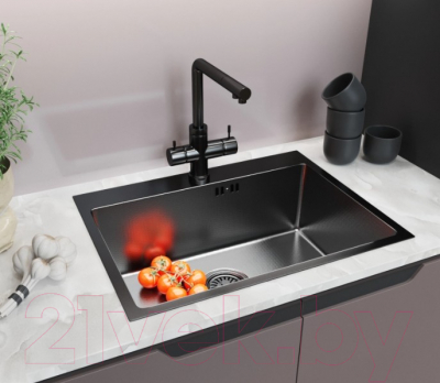 Мойка кухонная Mixline Pro 552933 (черный графит, с сифоном)