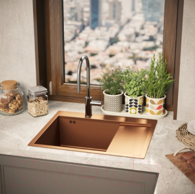 Мойка кухонная Mixline Pro 552925 (бронза, с сифоном)