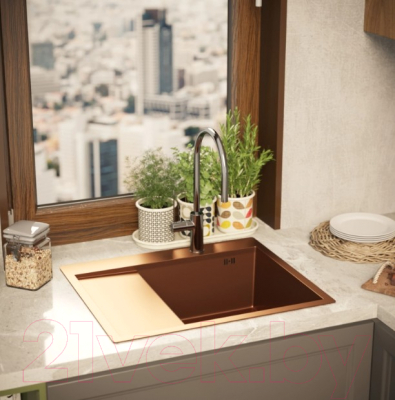 Мойка кухонная Mixline Pro 552928 (бронза, с сифоном)