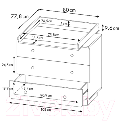 Комод Polini Kids Ameli 3000 / 0002760.165