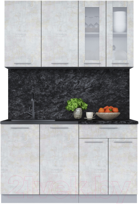Кухонный гарнитур Интерлиния Мила 14 (бетон лайт/бетон лайт/кастилло темный) - фото