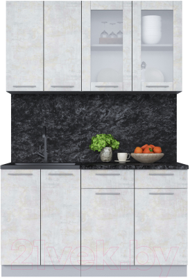 Кухонный гарнитур Интерлиния Мила 14-60 (бетон лайт/бетон лайт/кастилло темный) - фото