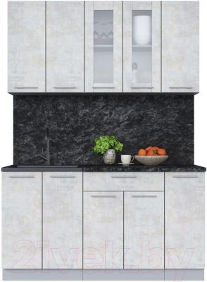 Кухонный гарнитур Интерлиния Мила 15 (бетон лайт/бетон лайт/кастилло темный) - фото