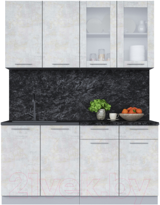 Кухонный гарнитур Интерлиния Мила 16 (бетон лайт/бетон лайт/кастилло темный) - фото