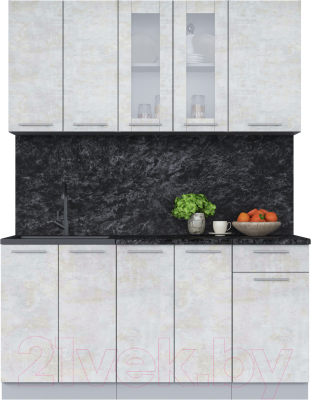 Кухонный гарнитур Интерлиния Мила 16-60 (бетон лайт/бетон лайт/кастилло темный) - фото