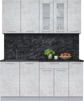 Кухонный гарнитур Интерлиния Мила 17 (бетон лайт/бетон лайт/кастилло темный) - фото