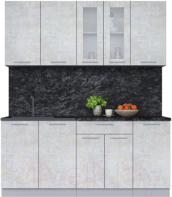 Кухонный гарнитур Интерлиния Мила 18 (бетон лайт/бетон лайт/кастилло темный) - фото