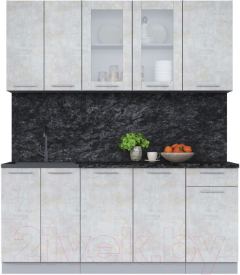 Кухонный гарнитур Интерлиния Мила 18-60 (бетон лайт/бетон лайт/кастилло темный) - фото