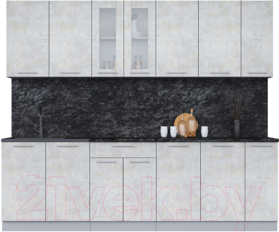 Кухонный гарнитур Интерлиния Мила 25 (бетон лайт/бетон лайт/кастилло темный) - фото