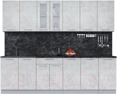 Кухонный гарнитур Интерлиния Мила 26 (бетон лайт/бетон лайт/кастилло темный) - фото