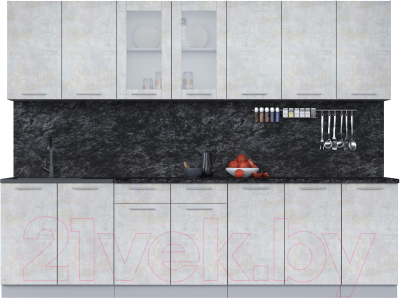 Кухонный гарнитур Интерлиния Мила 28 (бетон лайт/бетон лайт/кастилло темный) - фото