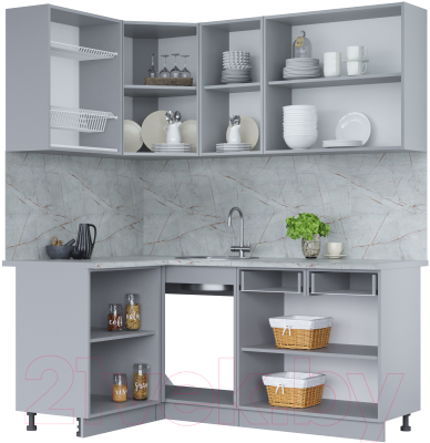 Кухонный гарнитур Интерлиния Мила 12x18 (дуб золотой/бетон портленд/дуб бунратти)