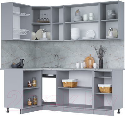 Кухонный гарнитур Интерлиния Мила 12x21 (дуб золотой/бетон портленд/дуб бунратти)