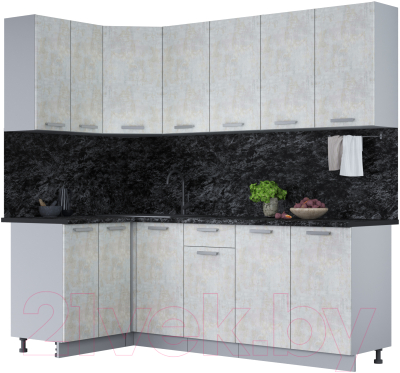 Кухонный гарнитур Интерлиния Мила Лайт 1.2x2.2 (бетон лайт/бетон лайт/кастилло темный) - фото