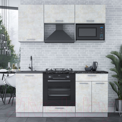 Кухонный гарнитур Интерлиния Мила Лайт 1.7 ВТ (бетон лайт/бетон лайт/кастилло темный)