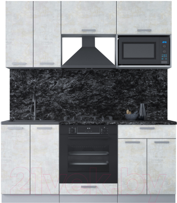 Кухонный гарнитур Интерлиния Мила Лайт 1.8 ВТ (бетон лайт/бетон лайт/кастилло темный) - фото