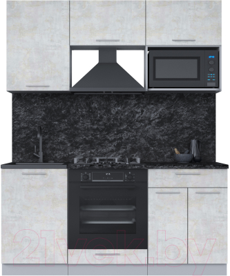 Кухонный гарнитур Интерлиния Мила 1.7 ВТ (бетон лайт/бетон лайт/кастилло темный) - фото