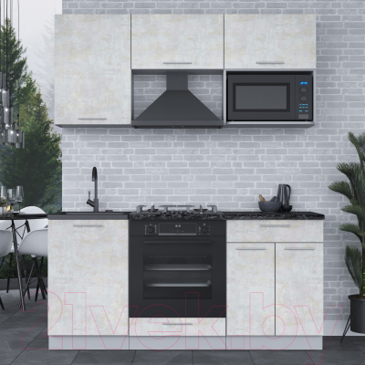 Кухонный гарнитур Интерлиния Мила 1.7 ВТ (бетон лайт/бетон лайт/кастилло темный)